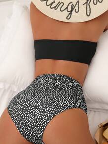 SHEIN Swim Summer Beach Dalmatian Print Ring Linked Halter Bikini Set - Multicolor - View 2