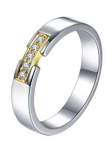 1pc Exquisite Laboratory-created Moissanite Decor Silver Ring For Men For Gift - Yellow - View 2