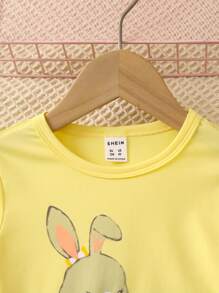 Toddler Girls Rabbit & Floral Print PJ Set - Multicolor - View 7