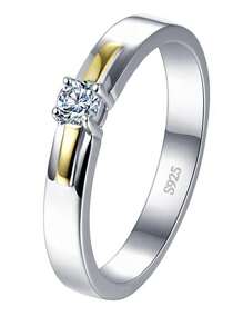 1 Tinh Tế Tạo Ra Phòng Thí Nghiệm Moissanite Trang Trí Nhẫn Bạc Cho Nữ Làm Quà Tặng - Màu vàng - Xem 2