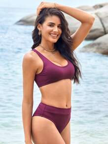 Swim Vcay Bikini mit einfarbig U-Ausschnitt,