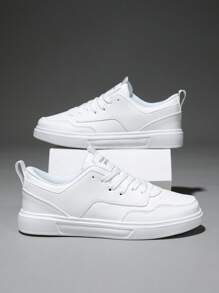 Giày thể thao có dây buộc phía trước cho nam, Giày thể thao ngoài trời Skate - trắng - Xem 3