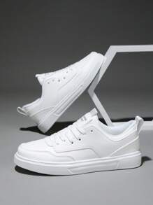 Giày thể thao có dây buộc phía trước cho nam, Giày thể thao ngoài trời Skate - trắng - Xem 4