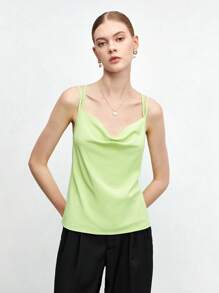 BizChic Draped Collar Cami Top Workwear - Lime Green - View 3