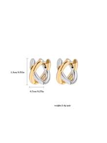 1对男女双色迷你铜耳环，男女皆宜，耳垂较小、耳朵较大的人购买时需谨慎 - 彩色 - 查看 3