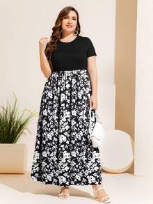 DEARCASE Đầm Plus Size Hoa Boho - Đen và trắng - Xem 3