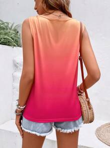 Breezaya Ombre Knot Shoulder Tank Top Graphic Tees Women Tops