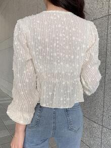 DAZY Blouse à manches longues avec volants et nœud devant