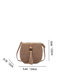 Minimalist Straw Bag Small Tassel Decor Vacation