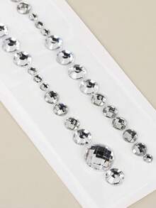 1 pieza pegatina de tatuaje con gema para el cabello con diamantes de imitación - Blanco - Ver 4