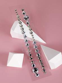 1 pieza pegatina de tatuaje con gema para el cabello con diamantes de imitación - Blanco - Ver 5