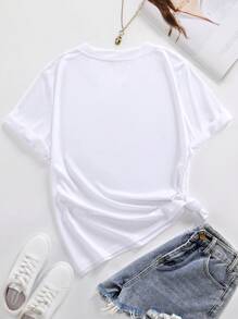 SHEIN LUNE Plus Floral And Figure Graphic Tee - White - View 2