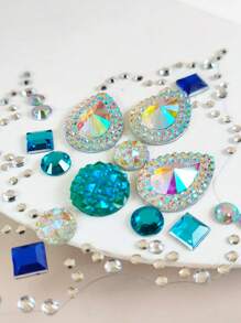 1 hoja Pegatina tatuaje con diamante de imitación para fiesta - Multicolor - Ver 3