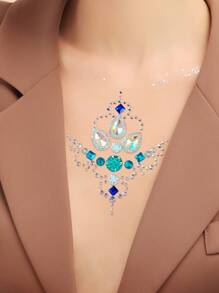 1 hoja Pegatina tatuaje con diamante de imitación para fiesta - Multicolor - Ver 6