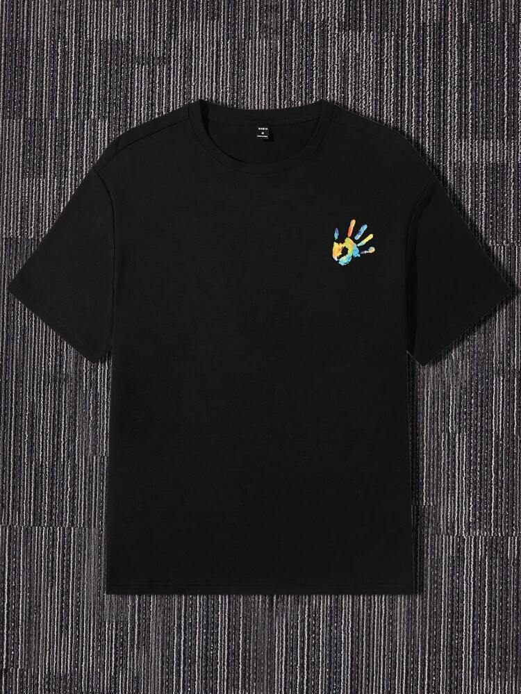 Loose Fit Men Cotton Slogan & Figure Graphic T-Shirt