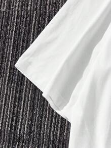 Manfinity VCAY 宽松版型男士棉质字母图案圆领休闲 T 恤 - 白色 - 查看 4