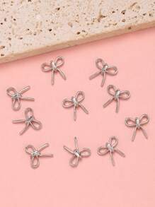 10入組蝴蝶結形狀美甲飾品 - 銀色 - 查看 3