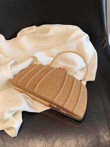 魅力四射,優雅,精美,安靜奢華亮片,時髦,奢華,發亮金屬亮絲盒型包小頂部單條提帶魅力四射適合派對,完美新娘錢包適合婚禮,舞會和派對活動晚會包,晚餐包適合派對女孩,女士 - 金色 - 查看 3