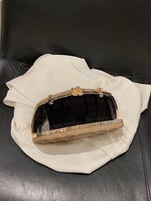 魅力四射,優雅,精美,安靜奢華亮片,時髦,奢華,發亮金屬亮絲盒型包小頂部單條提帶魅力四射適合派對,完美新娘錢包適合婚禮,舞會和派對活動晚會包,晚餐包適合派對女孩,女士 - 金色 - 查看 5