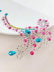 1 hoja Pegatina tatuaje facial con diamante de imitación - Multicolor - Ver 7