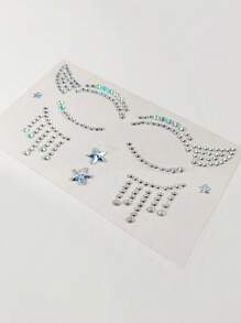 1 hoja Pegatina tatuaje facial con diamante de imitación DIY - Blanco - Ver 3