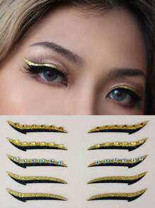 1 hoja con diseño de diamante de imitación Delineador de ojos Pegatina tatuaje - Multicolor - Ver 1