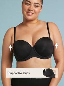 LUVLETTE Strapless Push-Up With Silicone Band Underwire T-Shirt Bra