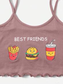 Tween Girls' Fast Food Patterned Homewear Set - Dusty Pink - View 4