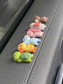 6pcs Tortoise & Elephant Design Polyresin Car Ornament