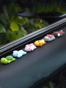 6pcs Tortoise & Elephant Design Polyresin Car Ornament