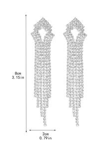 華麗夜店性感水晶垂墜耳釘女式1對 - 銀色 - 查看 4