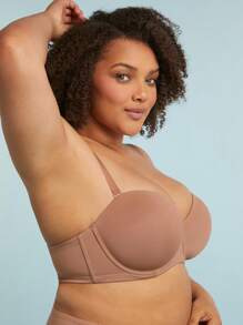 LUVLETTE Plus Dream Curve Support + 无肩带聚拢文胸 T 恤文胸 - 杏色 - 查看 9