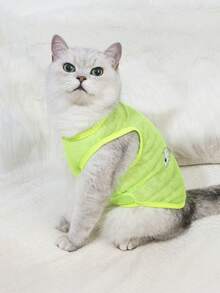 1入組卡通狗圖案寵物背心適用於狗狗和貓適合夏天 - 綠色 - 查看 5