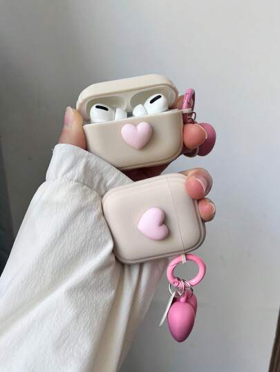 Valentines 1pc Heart Shaped Earphone Cover Compatible With Airpods Pro/Pro2/Cute Airpods 3, Ivory White, Airpods 2 (Female)