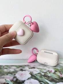 Valentines 1pc Heart Shaped Earphone Cover Compatible With Airpods Pro/Pro2/Cute Airpods 3, Ivory White, Airpods 2 (Female) - Apricot - View 5