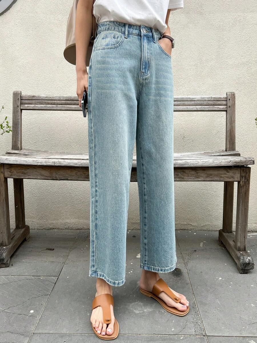 DAZY Cao eo Quần legging thẳng - Rửa nhẹ - Xem 1