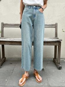 DAZY Cao eo Quần legging thẳng - Rửa nhẹ - Xem 3