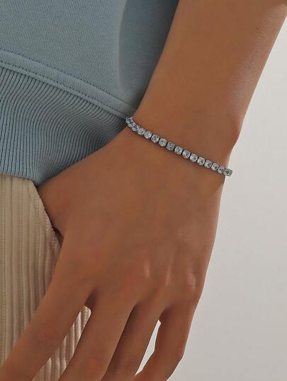 Fashionable and Popular Men Cubic Zirconia Decor Bracelet Copper for Jewelry Gift and for a Stylish Look