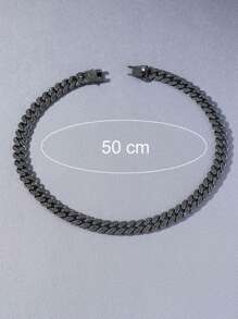 1入組充分水鑽裝飾曲綫鏈條男士經典嘻哈風格項鍊 - 槍黑色 - 查看 4