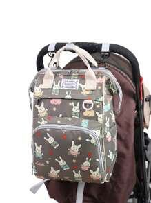 Bebé Mochila bolsa de pañal conejo & con patrón de flor poliéster alta capacidad - Multicolor - Ver 2