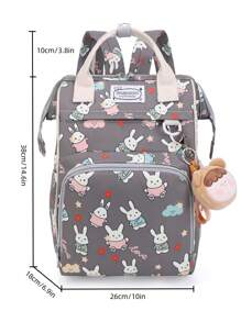Bebé Mochila bolsa de pañal conejo & con patrón de flor poliéster alta capacidad - Multicolor - Ver 3