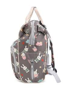 Bebé Mochila bolsa de pañal conejo & con patrón de flor poliéster alta capacidad - Multicolor - Ver 7