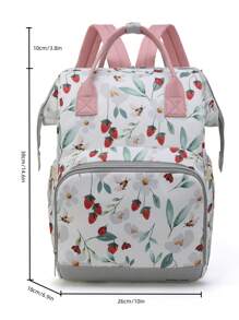 Bebé Mochila bolsa de pañal fresa & con patrón de hoja poliéster alta capacidad - Multicolor - Ver 7