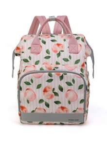 Bebé Mochila bolsa de pañal melocotón & con patrón de hoja poliéster alta capacidad - Multicolor - Ver 1