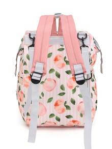 Bebé Mochila bolsa de pañal melocotón & con patrón de hoja poliéster alta capacidad - Multicolor - Ver 8