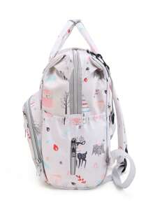Baby Heart & Leaf Pattern Polyester High-capacity Backpack Diaper Bag - Multicolor - View 5