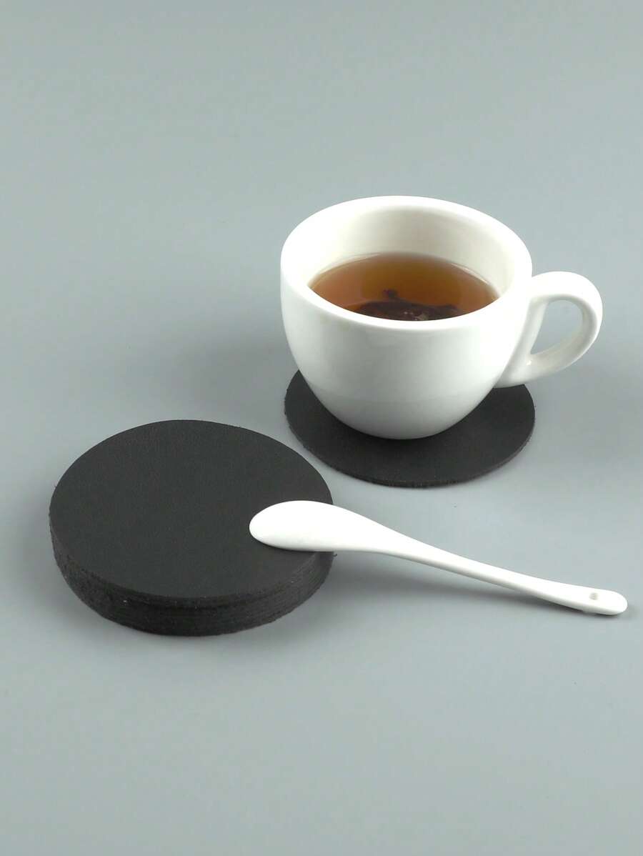 10入組PU皮革防水杯墊 - 黑色 - 查看 1