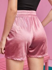 The Powerpuff Girls | ROMWE Cartoon Graphic Satin Shorts - Pink - View 2