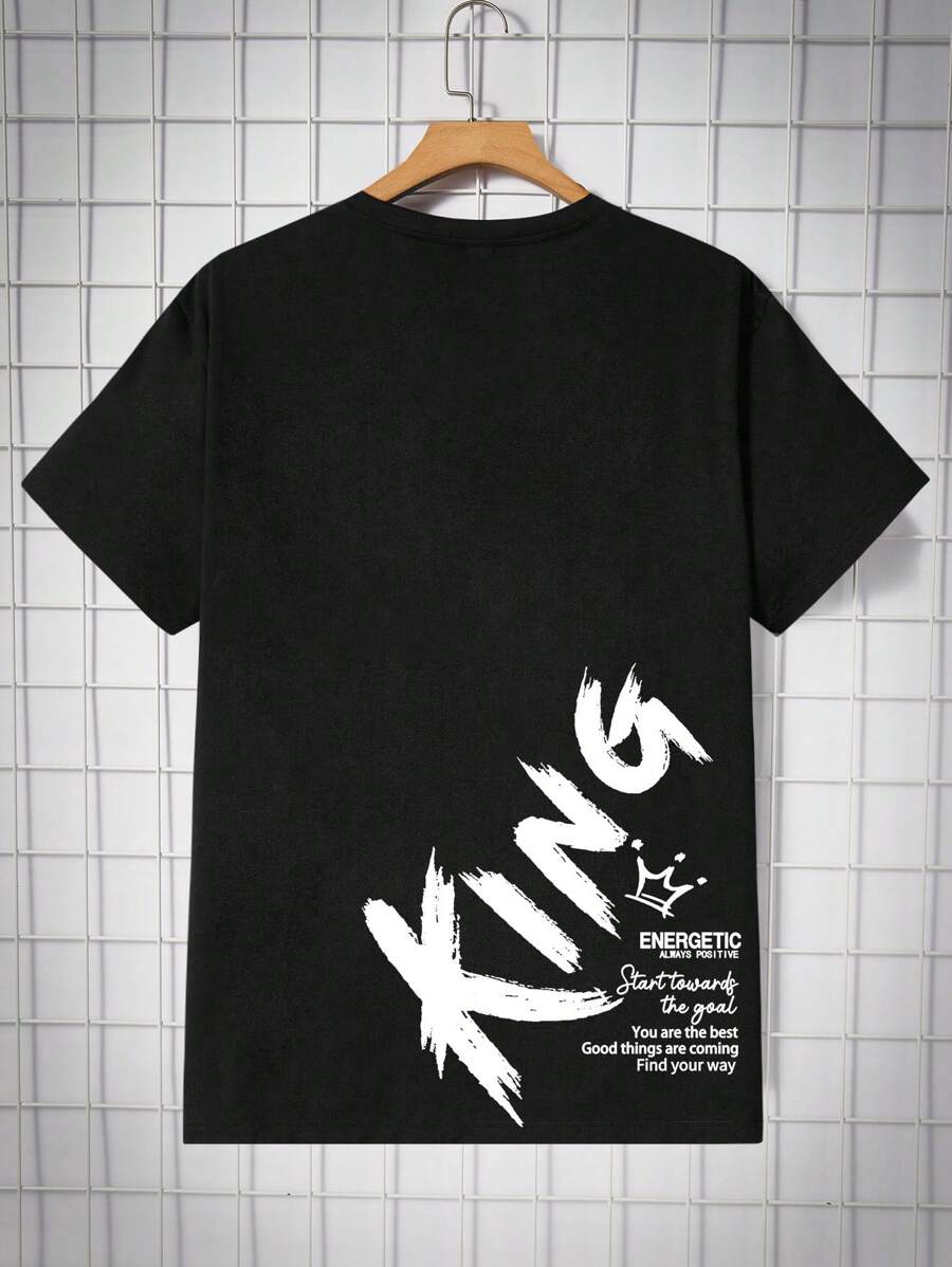 Manfinity RebelGame Men Plus Cotton Slogan Graphic Tee - Black - View 1