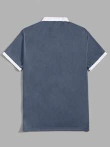 Manfinity VCAY Uomo Camicia polo con grafica lettera bordo a contrasto